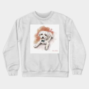 Cute Watercolor Drawing of Maltese, Orange Background Crewneck Sweatshirt